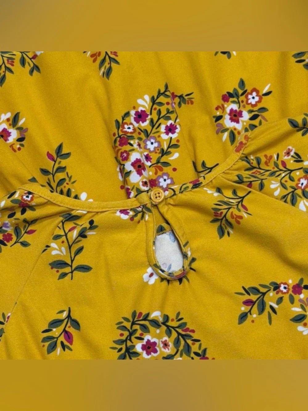 Girls' Old Navy Floral Long-Sleeve Dress - Mustard Yellow
